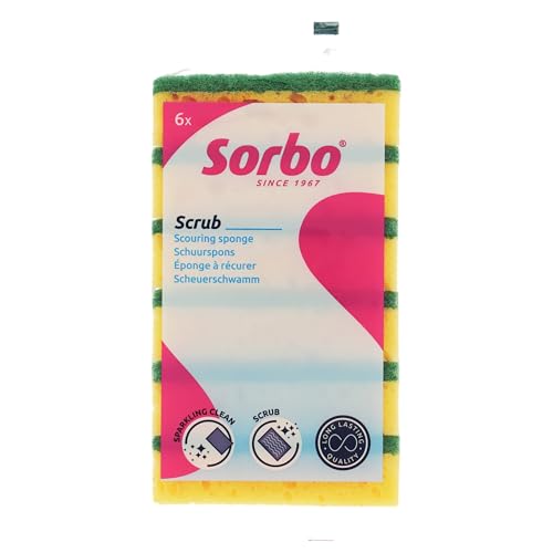 Sorbo Lot de 6 grandes éponges à récurer, résistantes et durables