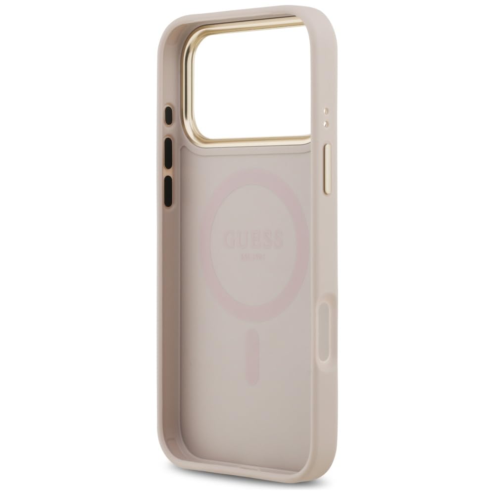 CG MOBILE Guess 4G PU Classic Logo compatibile con MagSafe Custodia per iPhone 17 Pro Max (rosa)