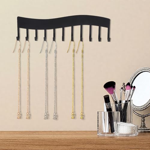 VOSSOT 2PCS Soporte Para Collares Pared Organizador Joyas De Pared Con Tornillos Organizador Colgante Para Collares, Pulseras Pendientes Estante Joyero Metálico Negro Para Dormitorio Baño - imagen 4