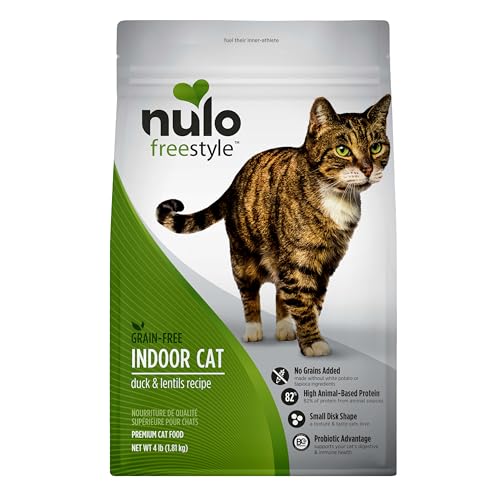 Nulo FreeStyle High Protein Indoor Cat Food, Duck & Cod Recipe - Natural Grain-Free Dry Indoor Cat Food with Omega Fatty Acids, & Probiotics, 4 lb Bag