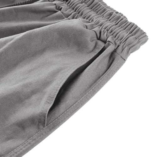 Mens Cargo Pants Elastic Waist Drawstring Relaxed Fit Outdoor Joggers Straight Leg Hiking Workout Pants with2