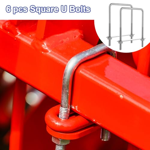 6Pack Square U-Bolts Stainless Steel U Bolts 4\" Inner Width Boat Trailer Ubolts with Washers and Nuts, Replacement Parts and Accessories for Automobiles Trailer, Ski Boat, or Sailboat Trailer