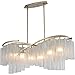 Maxim 39579WFLGS Victoria Waterfall Glass Linear Chandelier, 6-Light 360 Total Watts, 17"H x 16"W x 41"L, Golden Silver