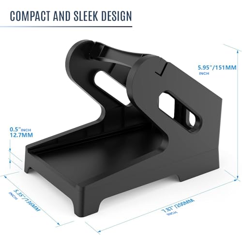 Image of SEZNIK Thermal Paper Roll Holder | Heavy-Duty Stand for Thermal Label Printers | Adjustable Width | Anti-Slip Base | Black Finish | Compatible with 4x6 & Other Roll Sizes