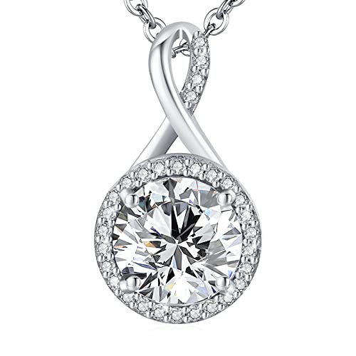 Lavumo Sterling Silver Necklaces For Women Rose Gold Silver Cubic Zirconia Pendant Necklace Jewelry For Her Gifts For Woman Wife Girlfriend Mom On Birthday Anniversary Christmas Valentines Day #TOP13