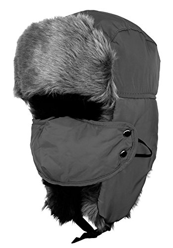 Meykiss Extra-Thick Plush Winter Trapper Trooper Hunting Ushanka Ear Flap Hat Grey