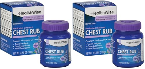 Image of HealthWise Medicated Chest Rub | Calming Lavender Scent | Cough suppressant | Relieves Nasal Congestion | Relieves Minor Aches and Pains | 3.53 oz. (Pack of 2)