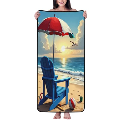 Bright Beach Print No.19 - Toallas de baño, toallas de ducha para baño, altamente absorbentes, suaves, grandes, 68 x 139 cm