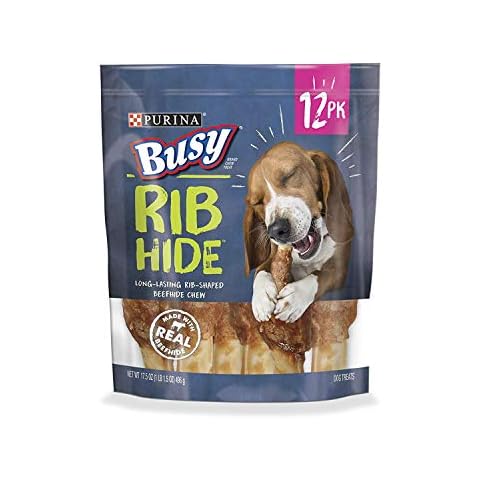PURINA Busy Small/Medium Breed Dog Rawhide Treat, Rib Hide - 12 ct. Pouch Cover