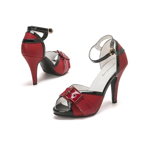 Image of getmorebeauty Peep Toe Heels for Women Sexy Strappy High Heels Ankle Strap Heeled Sandals