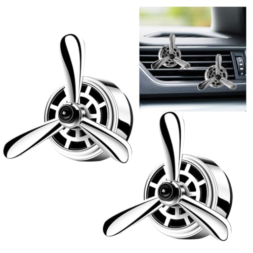 Image of Car Air Outlet Clip, Creative Air Force Propeller Shape Auto Ornament AirConditioner Vent Clip, Automotive Interior Accessories for Women Men (2, Silver)