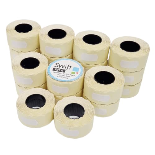 Swift 26 x 12 mm Price Gun Labels White 20 Rolls 20,000 Stickers CT4 Wavy Edge Pricemarking Tags Fits Many Pricing Labellers