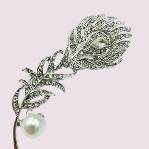 Image of Rhinestone Feather Brooches for Women Men,Vintage Animal Peacock Pin Gold /Silver /Blue / Crystal Diamond Lapel Pins Fashion Enamel Feather Leaf Brooch Elegant Dress Coat Pin Decor Wedding Christmas Birthday Jewelry