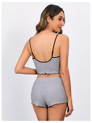 SOLY HUX Women's 3 Sets Pajamas Lounge Sets Cute Bow Front Crop Cami Tops and Shorts PJs Sleepwear3