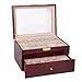 Watch storage box 20 Steckplätze - Aufbewahrungsbox für Luxusuhren in Doppeldecker-Holzfarbe, transparente Glasplatte mit Sicherheitsschloss