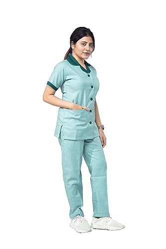Image of UNIFORM CRAFT Female Nurse Uniform | Hospital Staff, clinics, Home Health, Nurse Uniforms for Women made of Polyester-Cotton (S, Green & Forest Green)