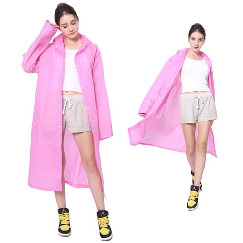 Poncho de Lluvia para Adultos Mujeres y Hombres, Chubasqueros Impermeable, Reutilizable EVA Ponchos Impermeables Chaquetas Capa Lluvia con Capucha Adecuado,...