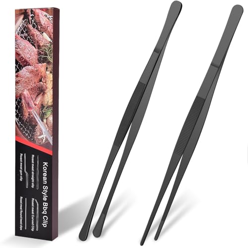 HOTUT 30cm Stainless Steel Cooking Tweezers (2pcs)