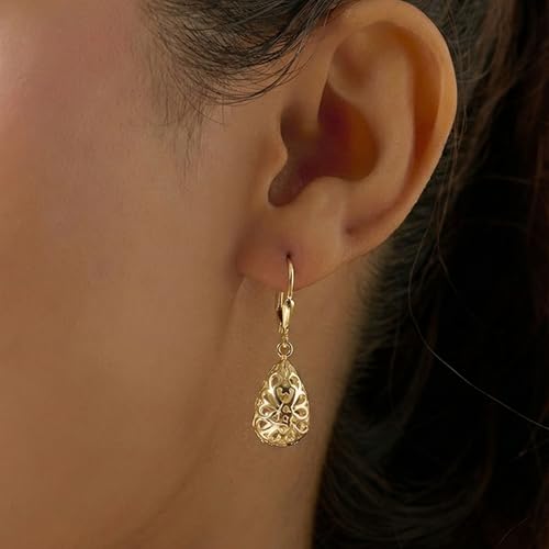 Image of TRUESILVER ACPL 925 Sterling Silver Filigree Drop Earrings for Women & Girls | Elegant Dangle Leverback Earrings | Stylish Everyday & Gift Jewelry
