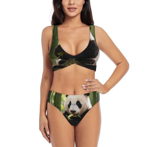Bikini croisé panda pour femme : maillot deux pièces push-up réglable