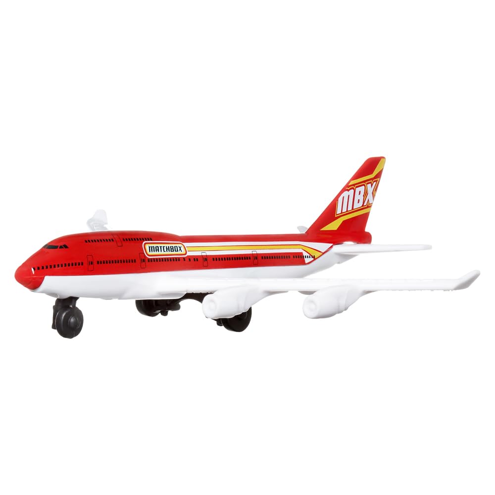 Matchbox Collectible Die-Cast Metal Sky Busters Inspired by Boeing 747-400 Airplane - HVM44 ~ White and Red Passenger Jet Plane ~ Includes Playmat