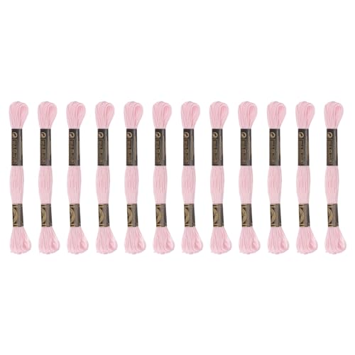 Image of HARFINGTON 12 Skeins Embroidery Floss 8.75yds(8m) Egyptian Long-Staple Cotton Cross Stitch Thread for Sewing DIY Bracelet Yarn String and Crafts, Nude Color(6023)