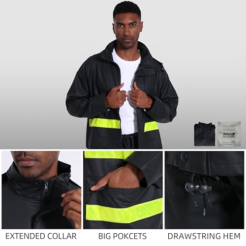 FWG Rain Suits for Men Waterproof Heavy Duty Workwear Rain Jacket Pants with Big Pockets for All Weather3