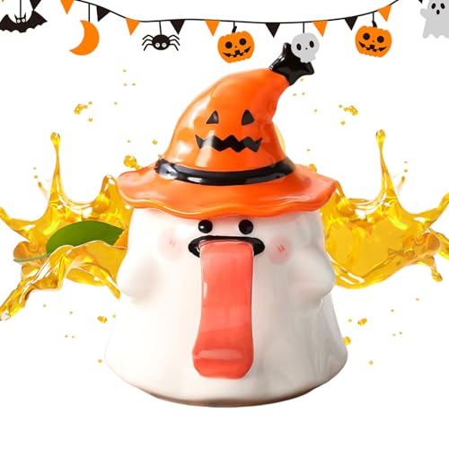 Genérico Coppa fantasma in porcellana da 450 ml con coperchio, stile unico per bevande calde e fredde, design divertente e alla, ideale per sala da pranzo, ufficio, studio, regalo per ganci