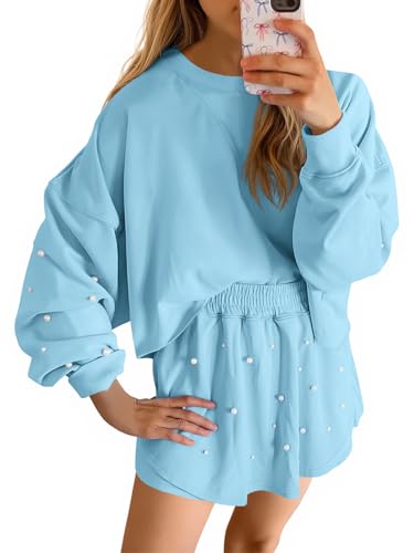 Fisoew Womens Lounge Sets 2 Piece Outfits Decor Pearl...