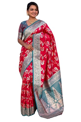 Image of SGF11- Women's Kanjivaram Woven Soft Silk Saree With Blouse Piece