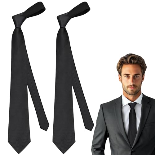 KEYRI 2 PCS Corbatas de Hombre 6cm Clásico Corbatas Skinny Delgado Color Sólido Corbata para Hombres Duradera & Moda Corbata para Bodas, Negocios, Fiestas, Trabajo y Eventos Formales (Negro)