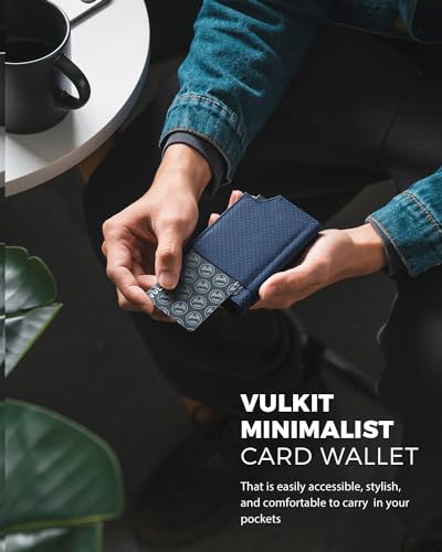 Image of VULKIT Pop up Wallet Minimalist Cash Wallets RFID Blocking Leather Smart Credit Card Holder with Magnetic Closure for Men