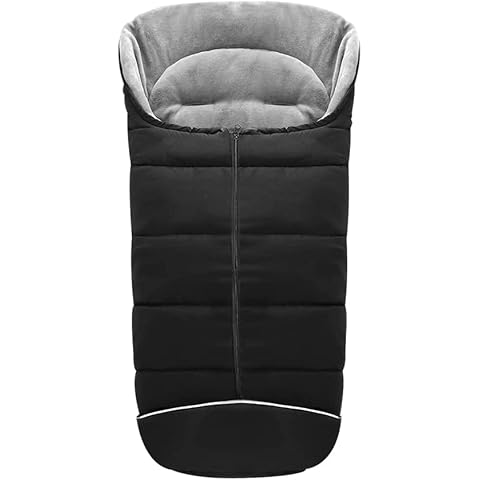 Milkiwai Universal Footmuff for Pushchair, Cosy Toes for Pram, WaterProof and Windproof Oudtoor Footmuff for pushchair with Drawstring Hood Three zippers Universal Footmuff Three Zippers (Black) Cover