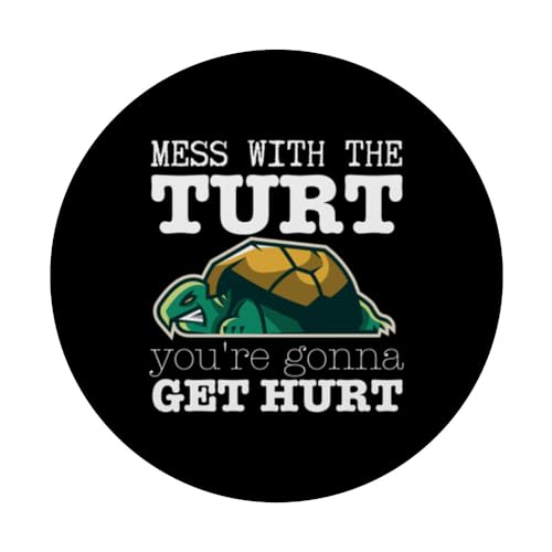 Mess With The Turt You Get Hurt Tortoise Funny Turtle PopSockets Swappable PopGrip, Black - Image 3