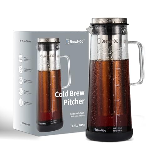 Cold Brew Coffee Maker (1.4L/48oz) - Sleek Borosilicate Glass Pit...