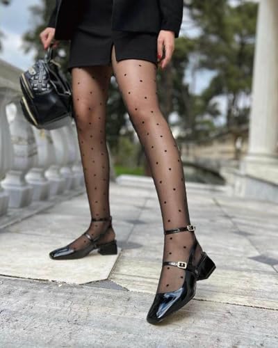 Coutgo Womens Mary Jane Chunky Low Heels Closed Square Toe Ankle Strap Pumps Wedding Party Dress Shoes3