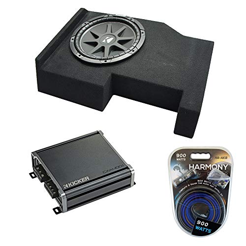 American Sound Connection Kicker Bundle Compatible with 2014-2018 Chevy Silverado Crew Cab C10 Comp Single 10