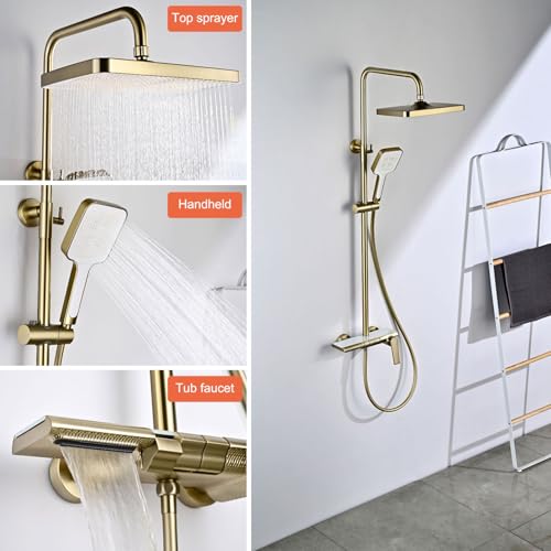 Sistema de ducha expuesto, diseño moderno de teclas de piano, conjunto de ducha BSS0321, cabezal de ducha 30x20cm, grifería completa con ducha manual y grifo para bañera, latón 59A anticorrosión miniatura 2