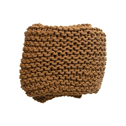 Image of Creative Co-Op Crocheted Fabric Blanket Throw, Single, Caramel Twin