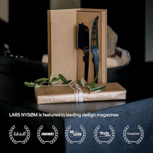 Image of LARS NYSOM Cheese Knife Set Edge 2 pcs. I Cheese Knife Set Made of Stainless Steel I Premium Gift Box I Perfect as Christmas Gift (Carbon Black)