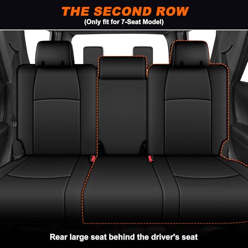 Image of AOMSAZTO Custom Seat Covers for Toyota 4runner: 7 Seats 2011 2012 2013 2014 2015 2016 2017 2018 2019 2020 2021 2022 2023 2024 Leather Car Seats Cover Full Set Black for 4 Runner 7 Seaters