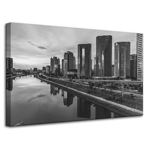 GP TONER Cuadro Sao Paulo Blanco y Negro 80X50 cm