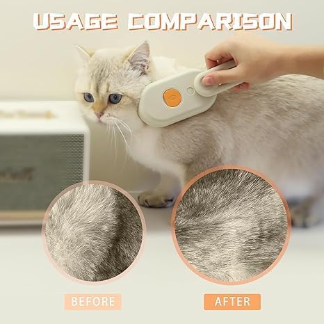 BINAMO CUCINA EMPORIUM Cat Steam Brush, 3 in 1 Pet Hair Removal Comb, Pet Steam Brush for Dogs and Cats to Remove Knotted Hair, Massage and Detangle, Steam Pet Brush for Cats for All Pets.(Multicolor) 3