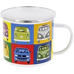 BRISA VW Collection - Volkswagen Taza Grande de Esmalte para cafété o Cappuccino T1-T3 Bus para Camping (500 ml/Multicolor/Colorido)