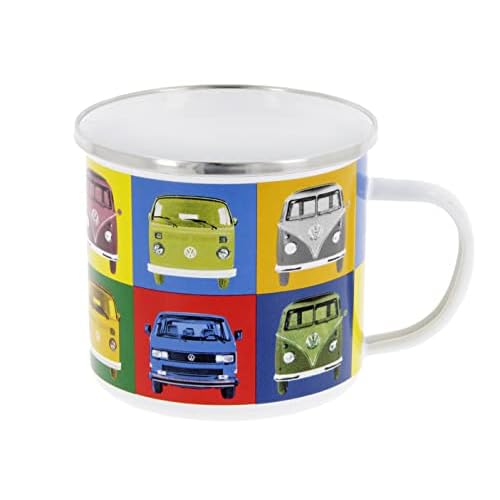 BRISA VW Collection - Volkswagen Furgoneta Hippie Bus T1 Van Taza de Café metálica Esmaltada en Caja de regalo, Copa de Té, Decoración de la Mesa/Outdoor/Camping/Souvenir (Multicolor)
