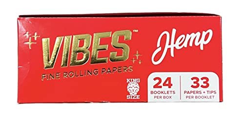 Vibes King Size Rolling Paper + Tips (33 Sheets Per Pack) + Rsv Scoop Card (Hemp, 2 Packs) #TOP2