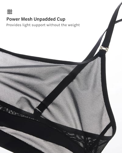 Image of INLYRIC Women's Cosnufy Sheer Bralette - Cami Mesh Unlined No Padding See Through Wirefree Bralettes Pullover