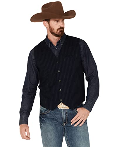 Men's Pinstripe Capone Wool Vest - Msho22v1-Nvy