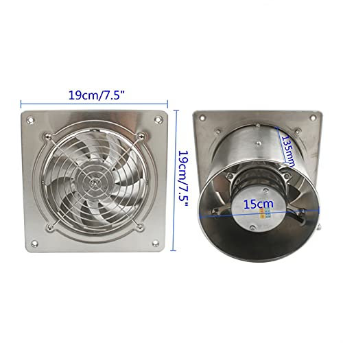 Ventilador de extracción de alta velocidad 6 pulgadas para baño, cocina, instalación en pared o ventana, acero inoxidable, 45W miniatura 2