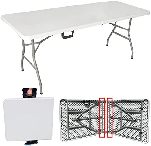 deaciber 7ft Folding Table 78 inch Plastic Fold in Half w/Handle Heavy Duty Portable Indoor Outdoor for Garden Party Picnic Camping BBQ Dining Kitchen Wedding Market Events
